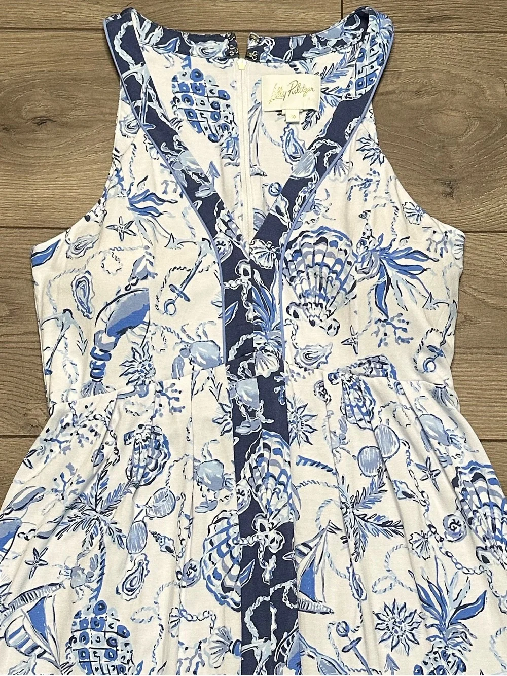 Lilly Pulitzer Carmilla Sleeveless Jersey Maxi Dress Resort White Blue Size 10 - Picture 8 of 14
